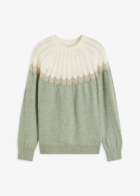 Strikkegenser med hullmønster, bonprix