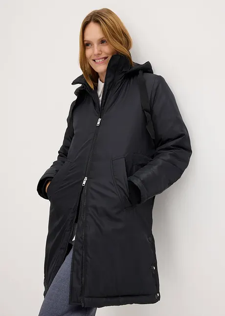 Vattert parkas med avtakbar hette og justerbar midje, bonprix