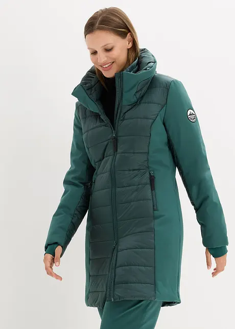 Vattert lang jakke med softshell, bonprix