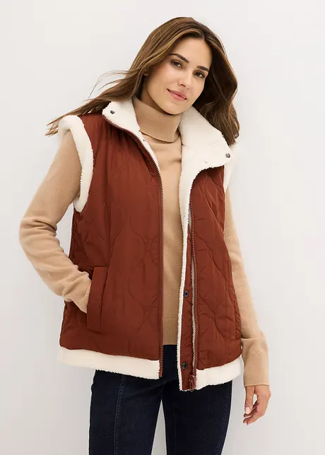 Vendbar vest i teddyplysj, bonprix