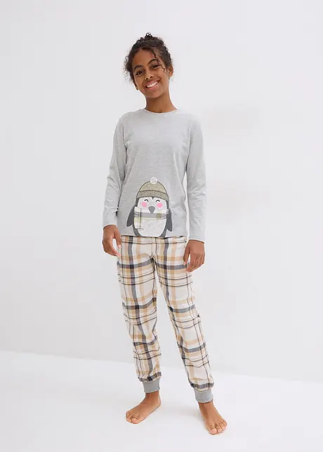 Pyjamas med flanellbukse for barn (2-delt sett), bonprix