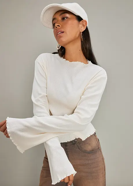 Ribbet topp i 100% bomull, bonprix