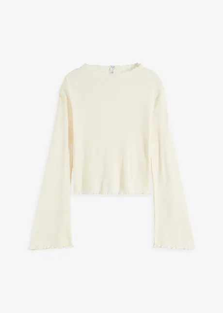 Ribbet topp i 100% bomull, bonprix