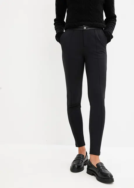 Leggings i kraftig jersey med detaljer i imitert skinn, bonprix