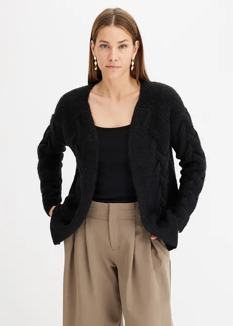 Åpen cardigan med flettemønster, bonprix