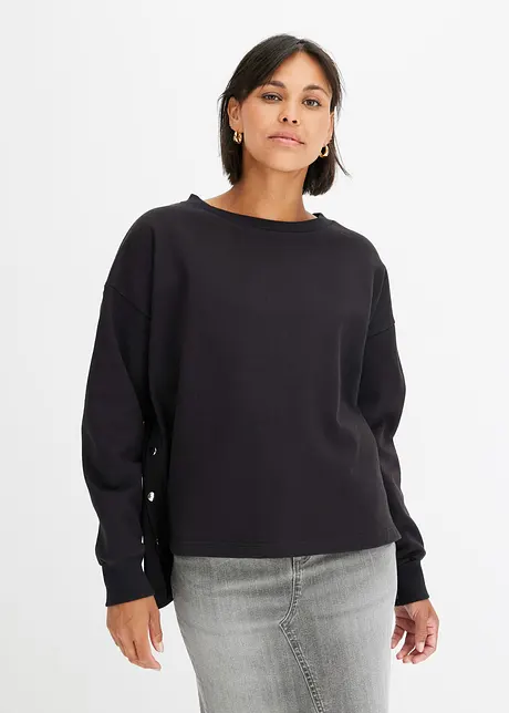 Sweatshirt med knappestolpe, bonprix