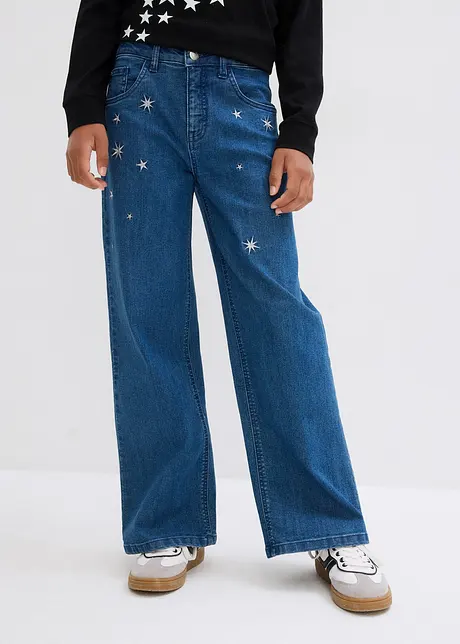 Jeans for barn med broderi, Wide Leg, bonprix