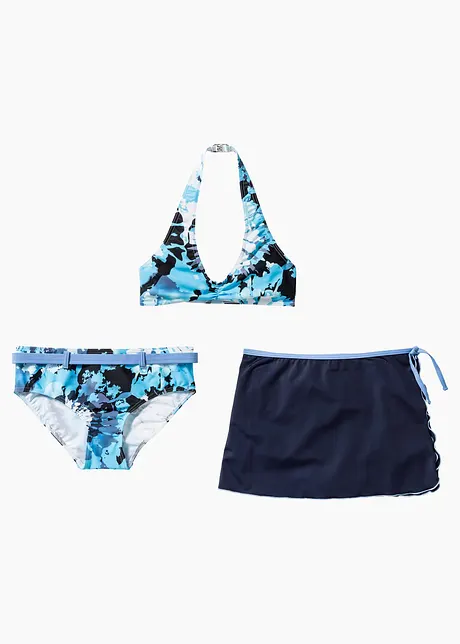 Bikini + skjørt av resirkulert polyamid for barn (3-delt sett), bonprix