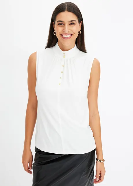 Jerseytopp med pynteknapper, bonprix