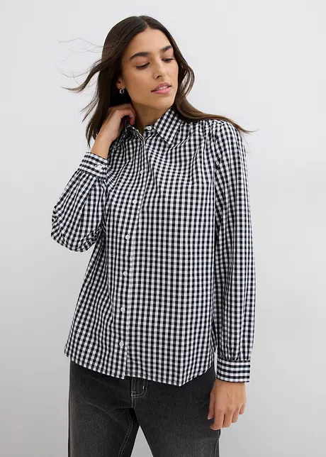 Oversized bluse med rutemønster, bonprix