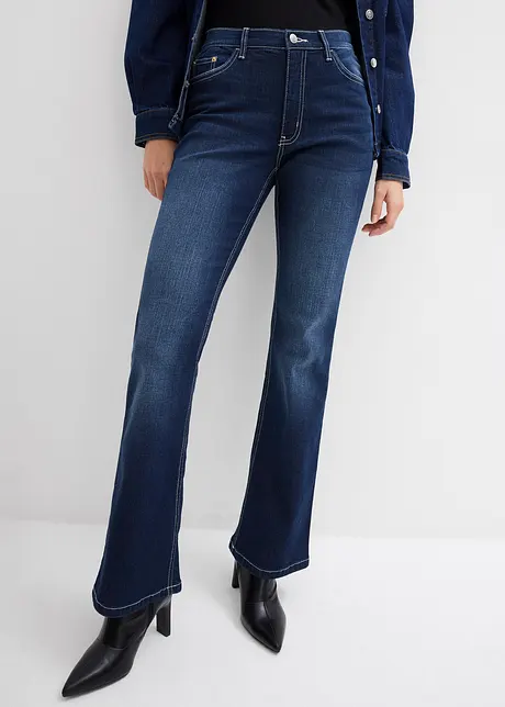 Bootcut jeans med høyt liv og stretch, bonprix