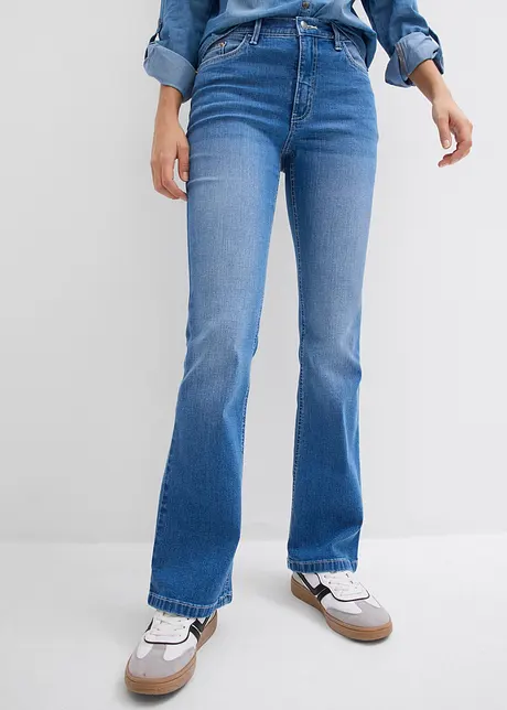 Bootcut jeans med høyt liv og stretch, bonprix