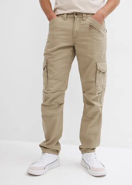 Relaxed Fit cargobukse i ren bomull, Straight, bonprix