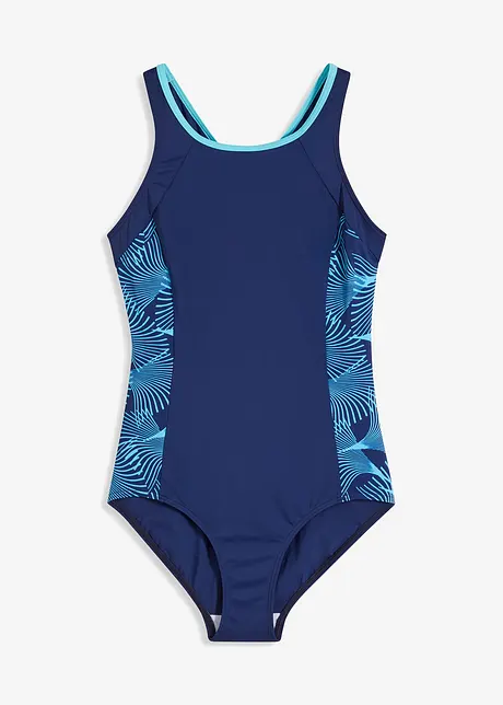 Badedrakt i sporty modell med innfellinger i siden, bonprix