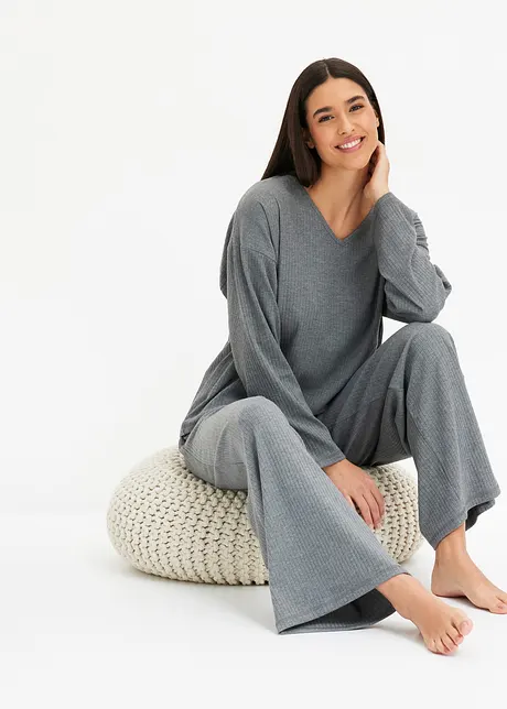 Loungewear-kosedress i mykt, ribbet materiale, bonprix