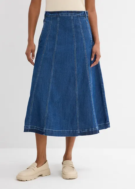 Midiskjørt i denim, bonprix