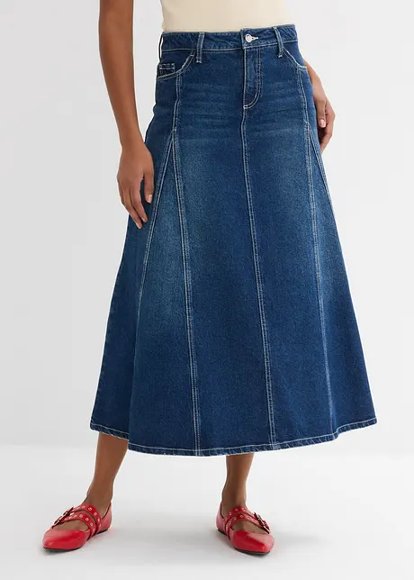 Maxiskjørt i denim, bonprix