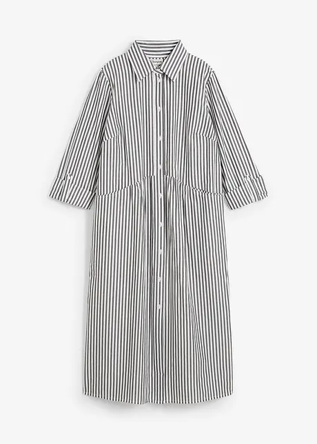 Skjortekjole i ren bomull med stripemønster, bonprix