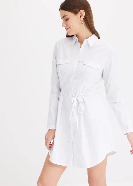 Stripete skjortekjole i poplin, bonprix