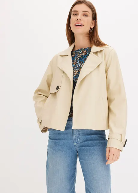 Kort jakke i imitert skinn og trenchcoat-look, bonprix
