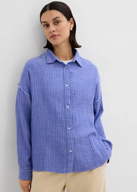 Skjortebluse i musselin med stripemønster, bonprix