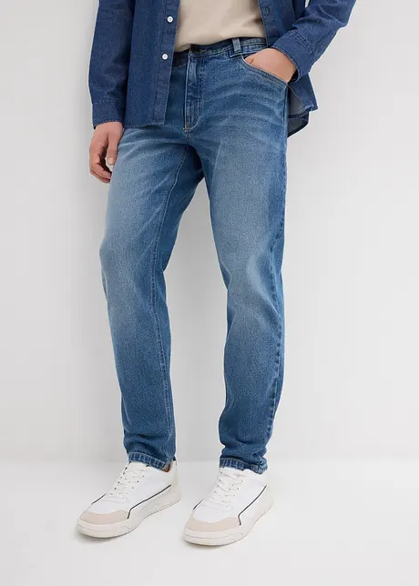 Relaxed Fit-jeans i formstabil, slitesterk denim med stretch, tapered, bonprix