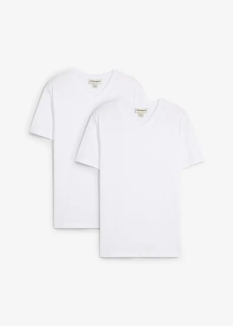 T-skjorte i ren økologisk bomull, Slim Fit (2-pack), bonprix