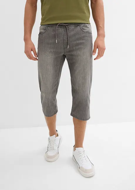 Regular Fit-3/4-pull on-jeans i lett denim med stretch, Straight, (2-pack), bonprix