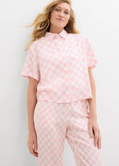 Kortermet bluse med rutemønster, bonprix