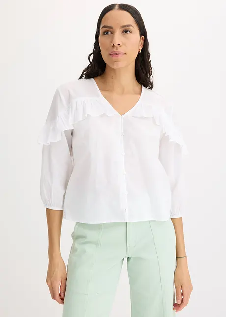 Bluse i lett materiale med volanger, bonprix