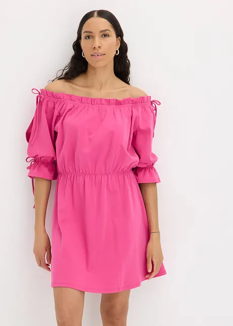 Jerseykjole med carmenutringning, bonprix