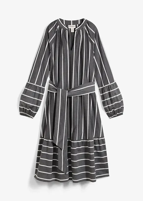 Midikjole i ren bomull med stripemønster, bonprix