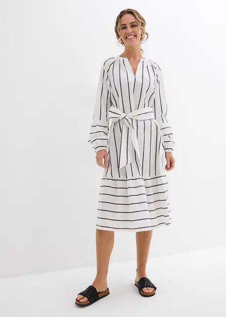 Midikjole i ren bomull med stripemønster, bonprix