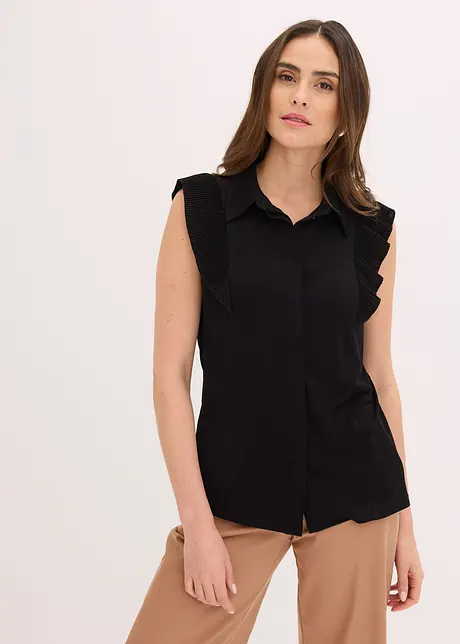 Trikotbluse med volanger, bonprix
