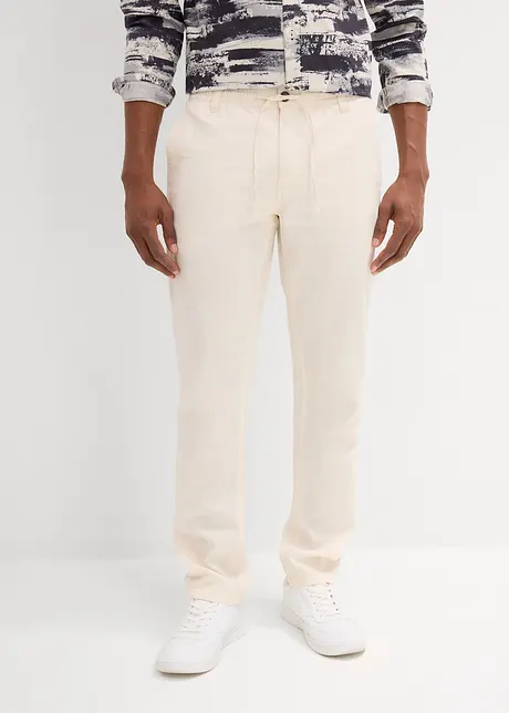 Regular Fit-chinos med lin, Straight, bonprix
