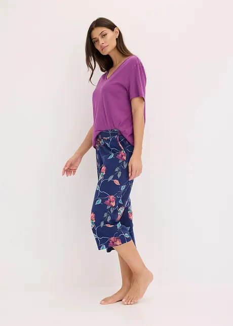 Pyjamasbukse i culottes-lengde med stikklommer og viskose, bonprix