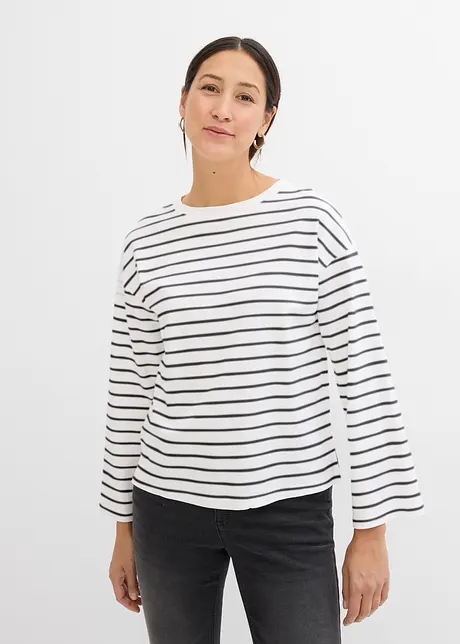 Oversized topp med stripemønster i økologisk bomull, bonprix