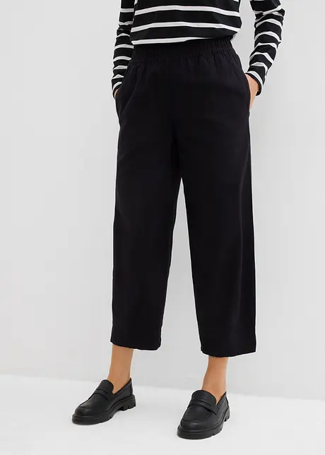 Slip on-bukse med lin, 7/8-lengde, bonprix