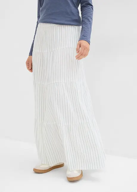Maxiskjørt i 100% bomull med stripemønster, bonprix