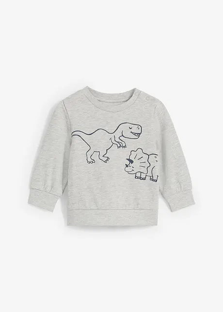 Myk sweatshirt i økologisk bomull med dinosaur-print, bonprix