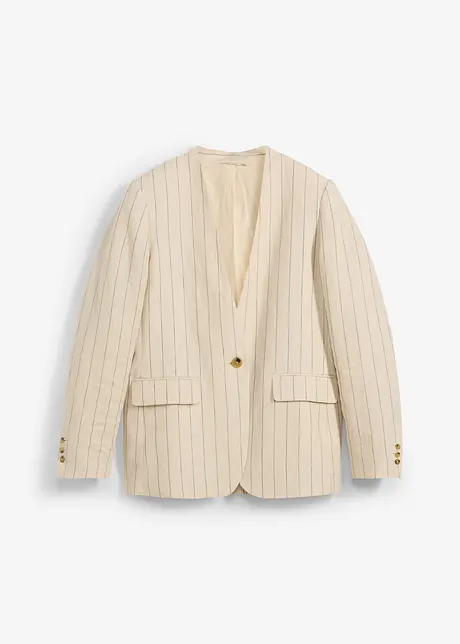 Blazer uten krage i lin, bonprix
