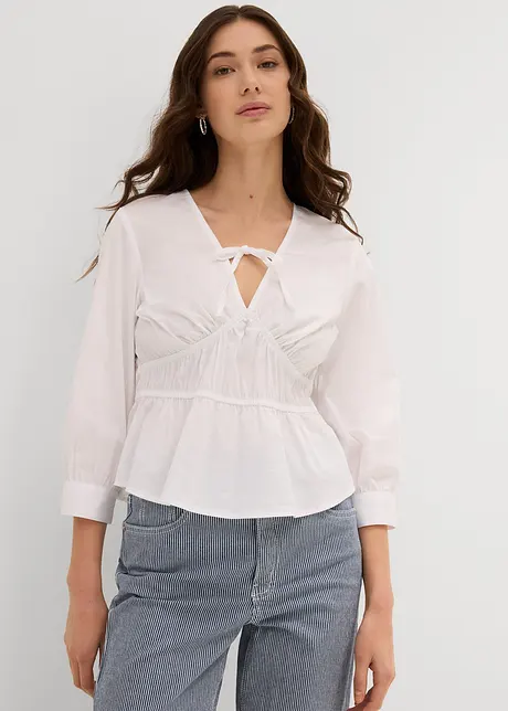 Bluse med rynking og elastiske sømmer, bonprix