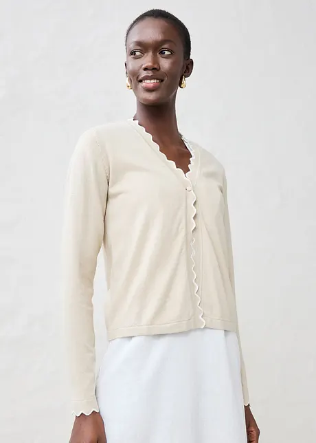 Finstrikket cardigan med silke, bonprix