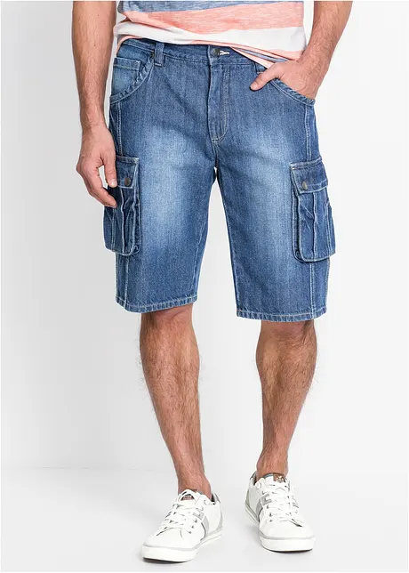 Bermudashorts i denim med cargolommer, Regular Fit, bonprix