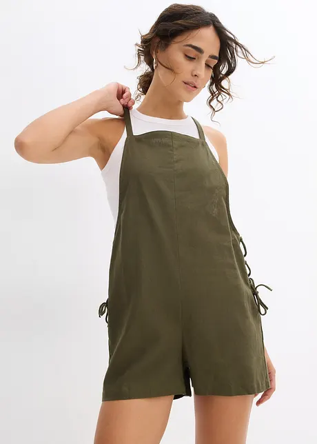 Kort jumpsuit i luftig lin-miks, bonprix