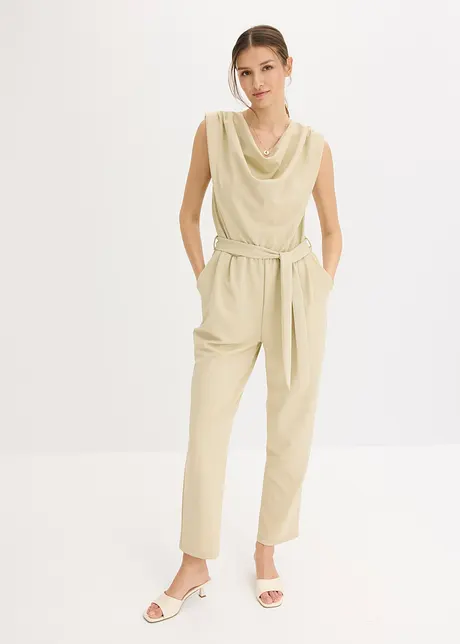 Jersey jumpsuit med skulderpolstring, bonprix