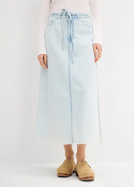 Jeansskjørt Mid Waist, midi lengde, Super Soft, bonprix