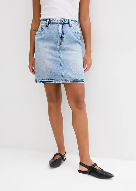 Denimskjørt Mid Waist, Low Stretch, bonprix