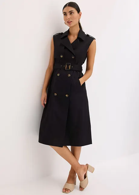 Kjole i trenchcoat-look med belte (2-delt sett), bonprix