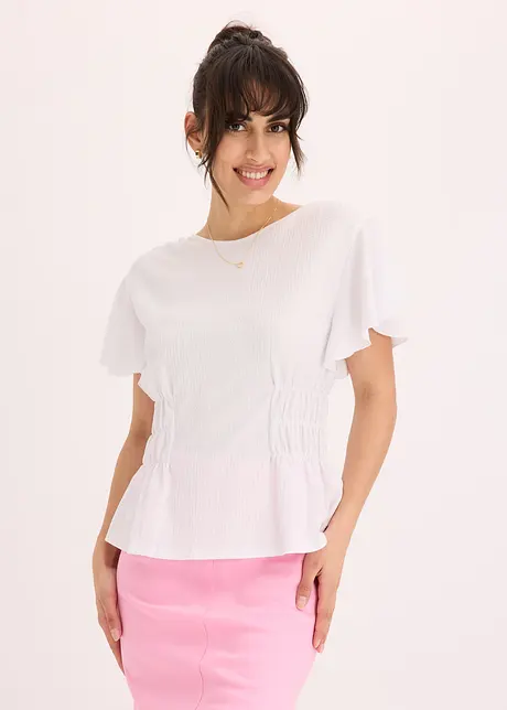 Jerseytopp med smock, bonprix